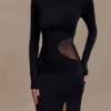 Megan Slinky And Mesh Maxi Dress – Black Megan Slinky And Mesh Maxi Dress – Black