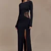 Megan Slinky And Mesh Maxi Dress – Black Megan Slinky And Mesh Maxi Dress – Black