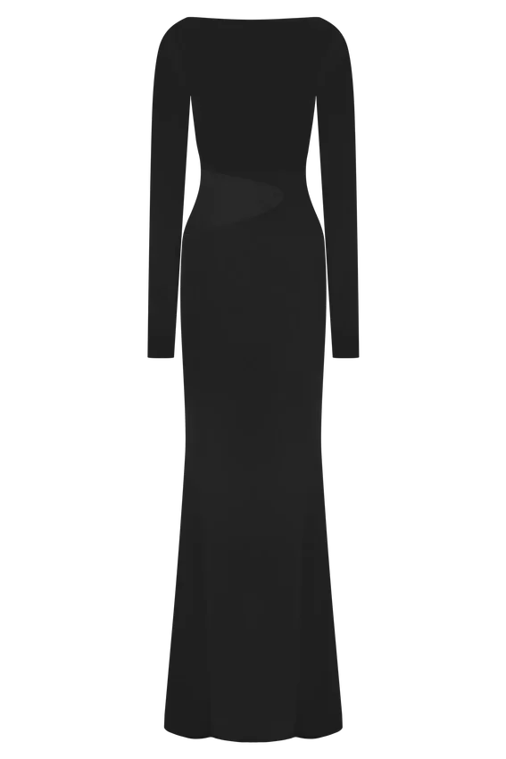 Megan Slinky And Mesh Maxi Dress – Black Megan Slinky And Mesh Maxi Dress – Black