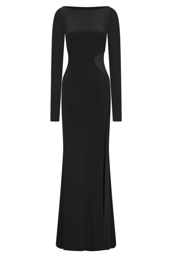 Megan Slinky And Mesh Maxi Dress – Black Megan Slinky And Mesh Maxi Dress – Black