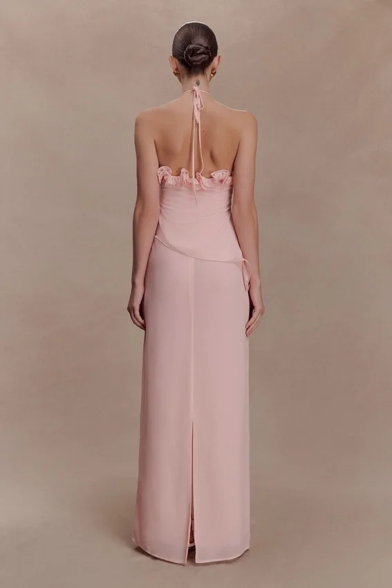 Melissa Chiffon Flower Maxi Dress – Baby Pink Melissa Chiffon Flower Maxi Dress – Baby Pink