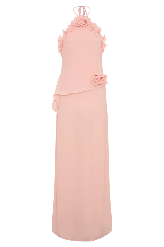 Melissa Chiffon Flower Maxi Dress – Baby Pink Melissa Chiffon Flower Maxi Dress – Baby Pink