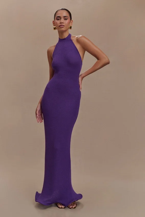 Melodie Halter Knit Maxi Dress – Purple Melodie Halter Knit Maxi Dress – Purple