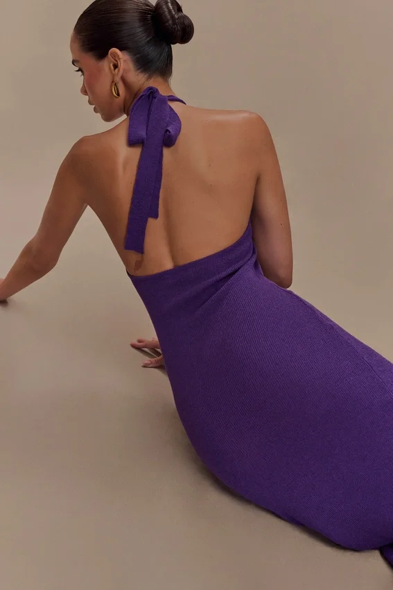 Melodie Halter Knit Maxi Dress – Purple Melodie Halter Knit Maxi Dress – Purple