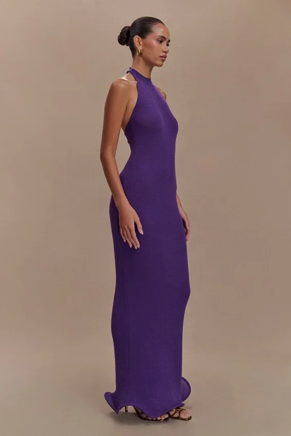 Melodie Halter Knit Maxi Dress – Purple Melodie Halter Knit Maxi Dress – Purple