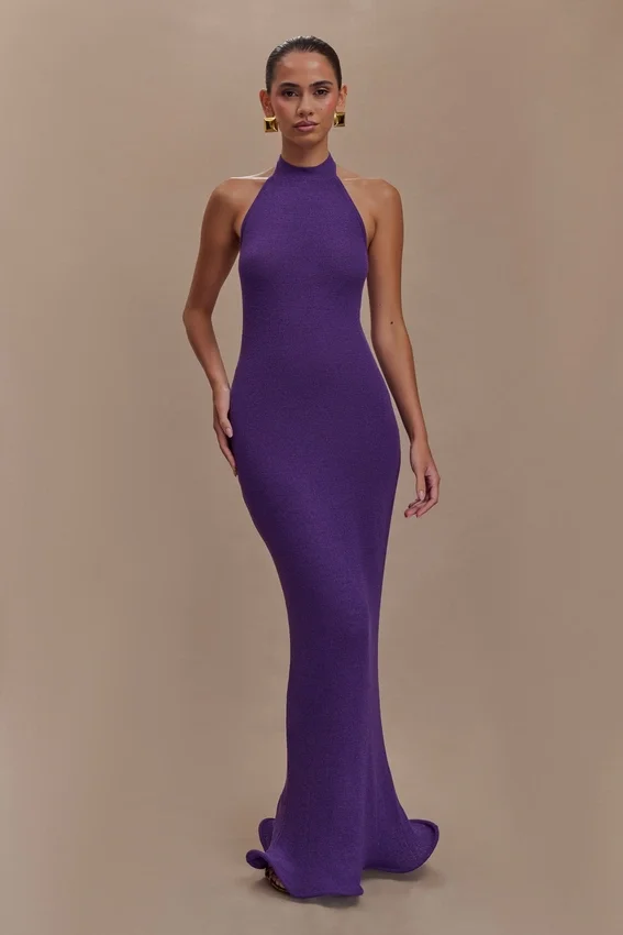 Melodie Halter Knit Maxi Dress – Purple Melodie Halter Knit Maxi Dress – Purple