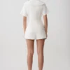 Melody Short Sleeve Shirt With Lace Collar – White