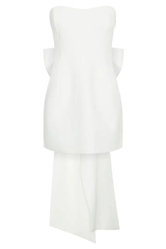 Meredith Strapless Bow Mini Dress – White Meredith Strapless Bow Mini Dress – White