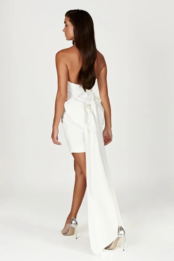 Meredith Strapless Bow Mini Dress – White Meredith Strapless Bow Mini Dress – White