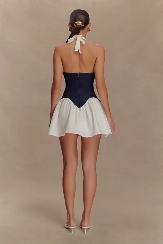Merlyn Denim Cotton Mini Dress – Indigo Blue Merlyn Denim Cotton Mini Dress – Indigo Blue