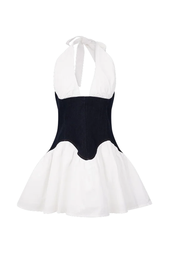 Merlyn Denim Cotton Mini Dress – Indigo Blue Merlyn Denim Cotton Mini Dress – Indigo Blue