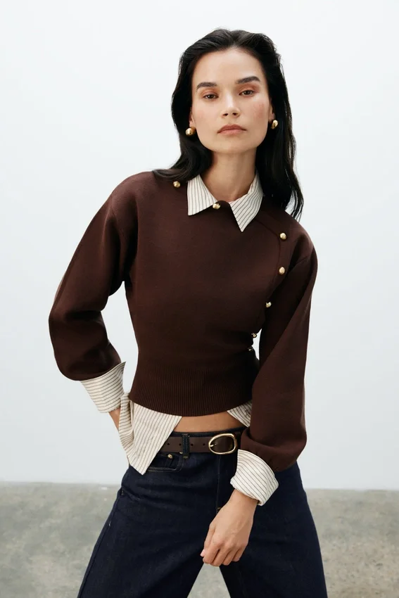 Mertyle Aysmetrical Knit Jumper – Deep Chocolate Mertyle Aysmetrical Knit Jumper – Deep Chocolate