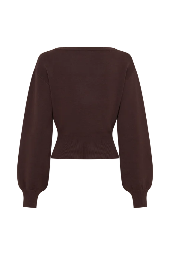 Mertyle Aysmetrical Knit Jumper – Deep Chocolate Mertyle Aysmetrical Knit Jumper – Deep Chocolate