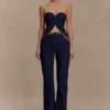 Tully Strapless Topstitch Denim Top – Indigo Blue