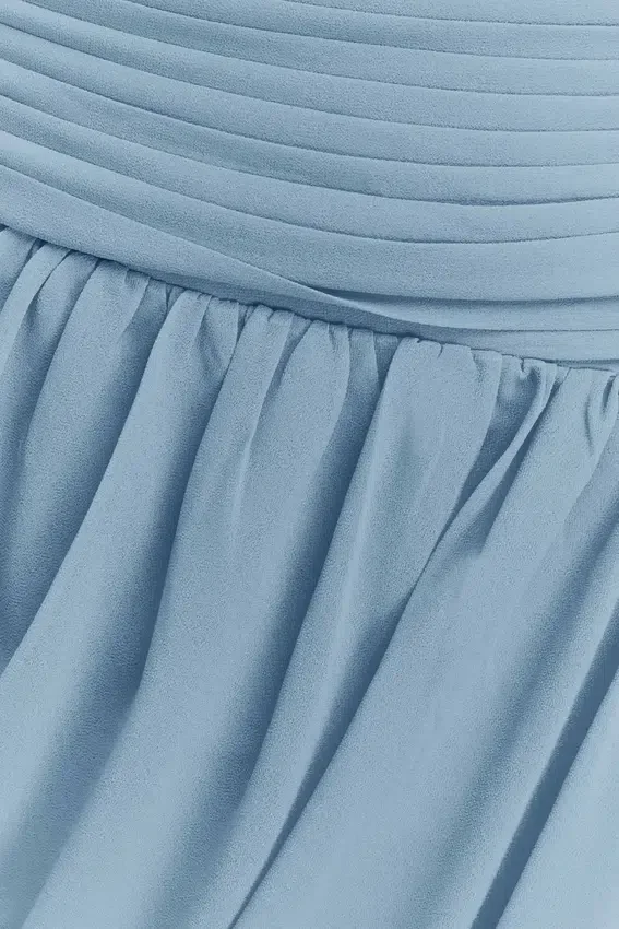 Micaela Chiffon Gathered Maxi Dress – Alaskan Blue Micaela Chiffon Gathered Maxi Dress – Alaskan Blue