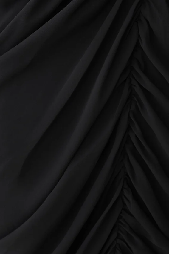 Micaela Chiffon Gathered Maxi Dress – Black Micaela Chiffon Gathered Maxi Dress – Black