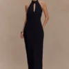 Mierah Halter Midi Dress – Black