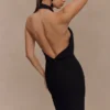 Mierah Halter Midi Dress – Black