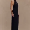Mierah Halter Midi Dress – Black
