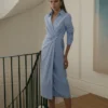 Mikaila Asymmetric Shirt Dress – Blue