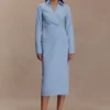 Mikaila Asymmetric Shirt Dress – Blue