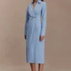 Mikaila Asymmetric Shirt Dress – Blue