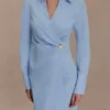 Mikaila Asymmetric Shirt Dress – Blue