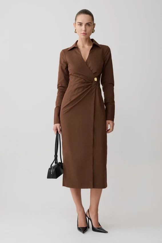 Mikaila Asymmetric Shirt Dress – Dark Chocolate Mikaila Asymmetric Shirt Dress – Dark Chocolate