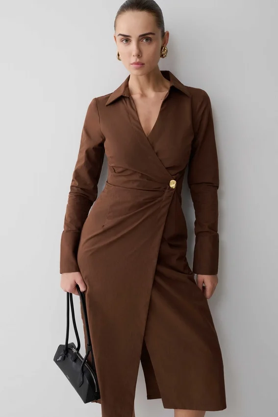 Mikaila Asymmetric Shirt Dress – Dark Chocolate Mikaila Asymmetric Shirt Dress – Dark Chocolate