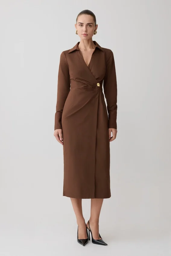 Mikaila Asymmetric Shirt Dress – Dark Chocolate Mikaila Asymmetric Shirt Dress – Dark Chocolate