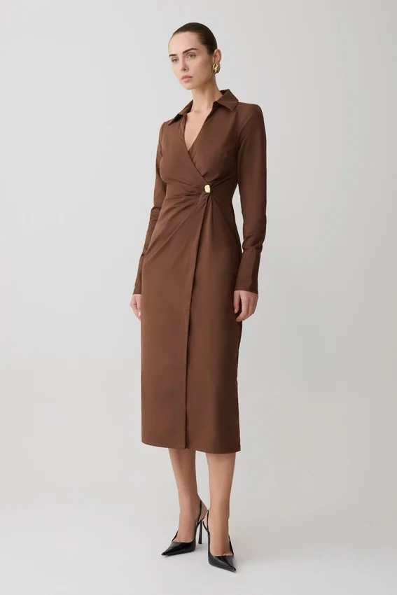 Mikaila Asymmetric Shirt Dress – Dark Chocolate Mikaila Asymmetric Shirt Dress – Dark Chocolate