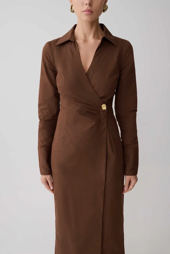 Mikaila Asymmetric Shirt Dress – Dark Chocolate Mikaila Asymmetric Shirt Dress – Dark Chocolate