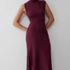 Milasandra Pleated Knit Dress – Plum Milasandra Pleated Knit Dress – Plum