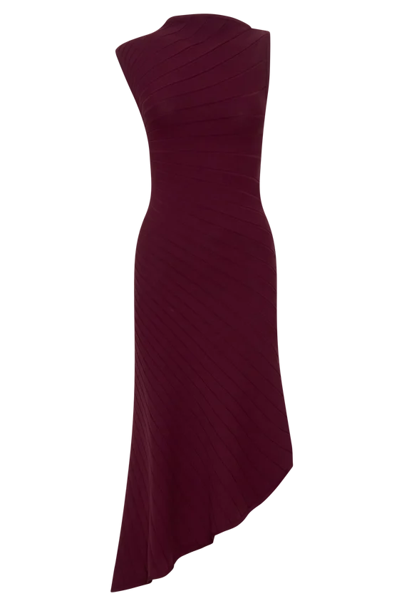 Milasandra Pleated Knit Dress – Plum Milasandra Pleated Knit Dress – Plum