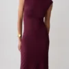 Milasandra Pleated Knit Dress – Plum Milasandra Pleated Knit Dress – Plum