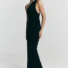 Milena One Shoulder Crepe Maxi Dress – Black