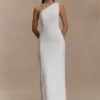 Milena One Shoulder Crepe Maxi Dress – White