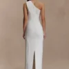 Milena One Shoulder Crepe Maxi Dress – White