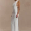 Milena One Shoulder Crepe Maxi Dress – White