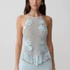 Miley Crochet Halter Top – Pale Aqua