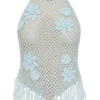 Miley Crochet Halter Top – Pale Aqua