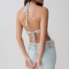 Miley Crochet Halter Top – Pale Aqua