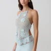 Miley Crochet Halter Top – Pale Aqua