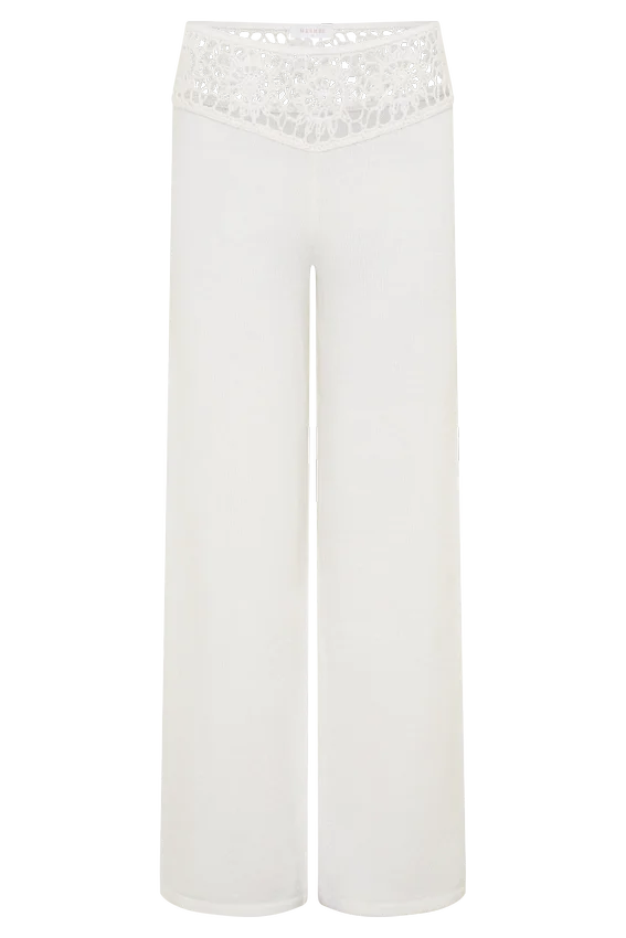 Miley Crochet Waistband Straight Leg Pant – Ivory Miley Crochet Waistband Straight Leg Pant – Ivory