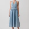 Miller Denim Halter Midi Dress – Classic Blue