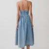 Miller Denim Halter Midi Dress – Classic Blue