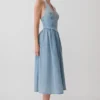 Miller Denim Halter Midi Dress – Classic Blue