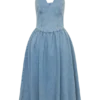 Miller Denim Halter Midi Dress – Classic Blue