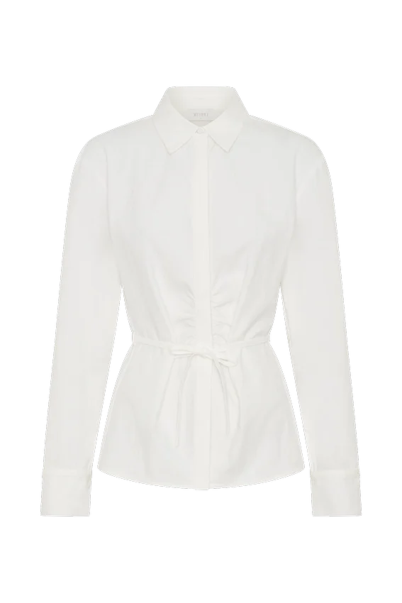 Millie Tie Back Cotton Shirt – White Millie Tie Back Cotton Shirt – White