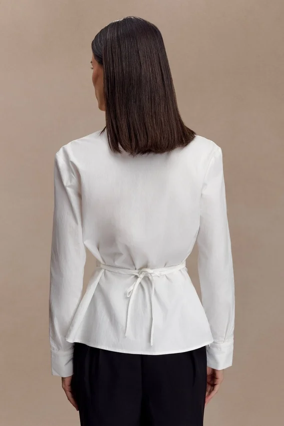 Millie Tie Back Cotton Shirt – White Millie Tie Back Cotton Shirt – White